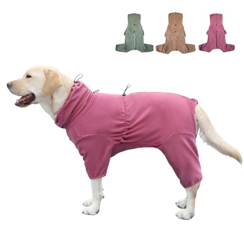 KOOGAL Haustier-Pyjama für große Hunde, extra groß, dehnbar, geeignet für erwachsene Hunde, mittelgroße Hunde, große Hunde, vierbeinige Hundekleidung, Hundebekleidung (Rot, 6XL) von KOOGAL