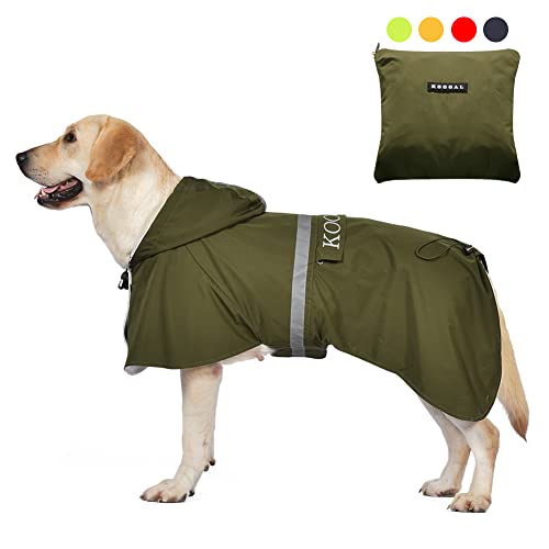 KOOGAL Haustier-Regenmantel, wasserdicht, für mittelgroße und große Größe für Hunde, Regenmantel, Kleidung, Jacke (5XL, Grün) von KOOGAL