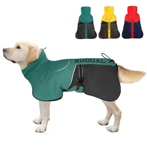 KOOGAL Regenmantel für kleine und mittelgroße Hunde mit hohem Kragen, verdickter Winter, warm, reflektierend, Hunde-Regenmantel, Hunde-Regenjacke, Hundemantel, Haustier-Hundekleidung für kleine und von KOOGAL