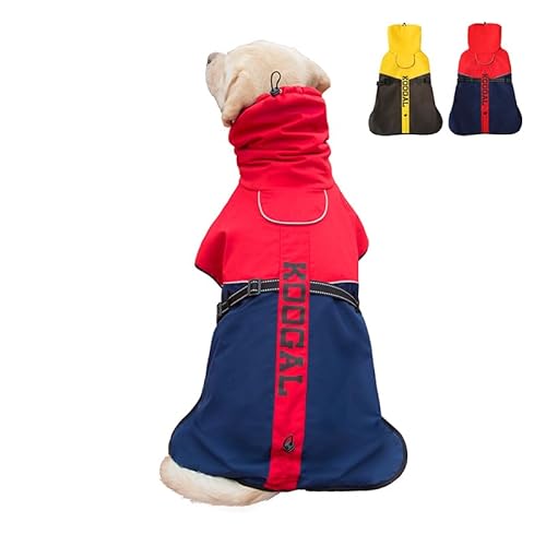 KOOGAL Winter-Regenmantel für große Hunde, Boxjacke, Winterjacke, Regenmantel, wasserdicht, winddicht, warme Haustierkleidung, geeignet für große Hunde, kaltes regnerisches und verschneites Wetter, von KOOGAL