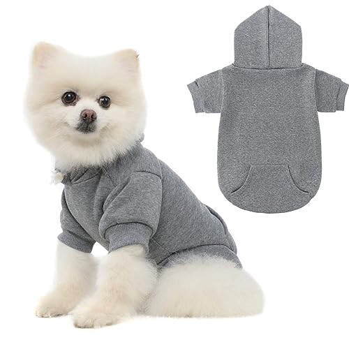 Basic Dog Hoodie - Weicher und warmer Hunde-Kapuzenpullover, Hundejacke, Hundekleidung mit Leinenloch und Tasche, Hunde-Wintermantel, Kaltwetterkleidung für XS-XXL Hunde von KOOLTAIL