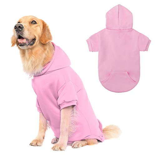 Basic Hundejacke, Hundekleidung, weicher und warmer Hunde-Kapuzenpullover mit Leinenloch und Tasche, Hunde-Wintermantel, Kaltwetterkleidung für XS-XXL Hunde von KOOLTAIL