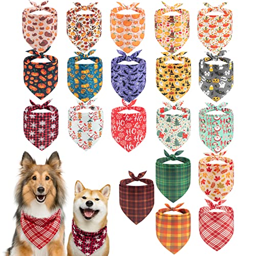 Herbst Hund Bandana, Festival Plaid Haustiere Schal für Halloween Thanksgiving Weihnachten täglichen Gebrauch im Herbst und Winter Zubehör, Urlaub Hund Bandanas für kleine mittelgroße große Hunde Katzen Haustiere von KOOLTAIL