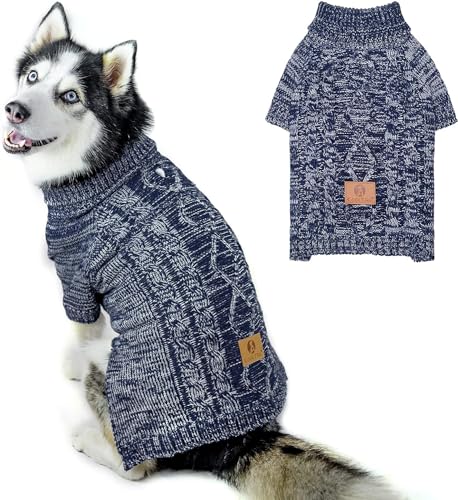 Hundemantel für kaltes Wetter mit Wolle gestrickt in Design und Farbe – Kälteschutz Wintermäntel Pullover Bunt Warm Verschiedene Größen von KOOLTAIL