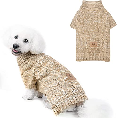 Hundepullover mit Rollkragen, gestrickter Hundepullover für kaltes Wetter – warme Winterkleidung für kleine, mittelgroße und große Hunde von KOOLTAIL