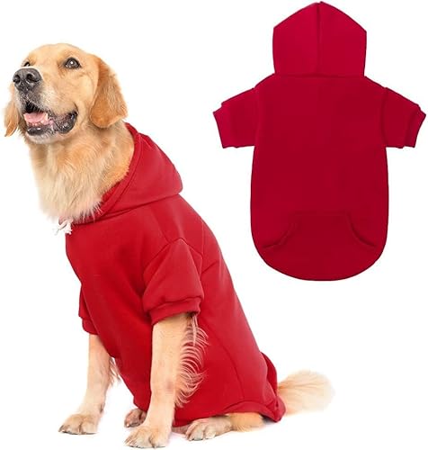KOOLTAIL Basic Dog Hoodie - Weich und Warm Hund Hoodie Pullover mit Leine Loch und Tasche Hund Wintermantel Kaltes Wetter Kleidung für XS-XXL Hunde von KOOLTAIL