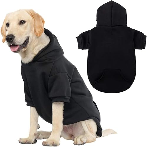 KOOLTAIL Basic Hunde-Kapuzenpullover – weicher und warmer Hunde-Kapuzenpullover mit Loch für die Leine und Tasche, Wintermantel für kaltes Wetter, für kleine, mittelgroße und große Hunde, Welpen, von KOOLTAIL