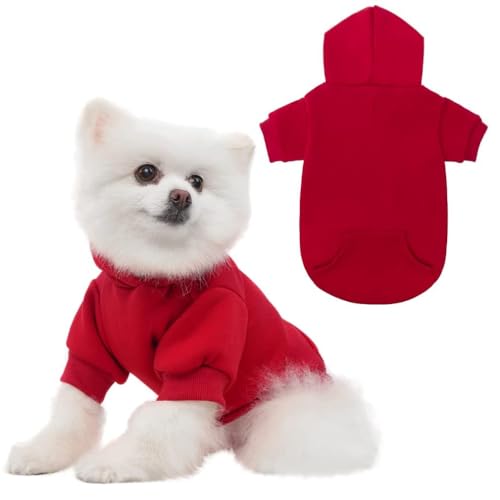 KOOLTAIL Basic Hunde-Kapuzenpullover, weicher und warmer Hunde-Kapuzenpullover mit Leinenloch und Tasche, Hunde-Wintermantel, Kaltwetterkleidung für XS-XXL Hunde von KOOLTAIL