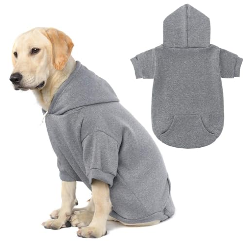 KOOLTAIL Basic Hunde-Kapuzenpullover – weicher und warmer Hunde-Kapuzenpullover mit Loch für die Leine und Tasche, Wintermantel für kaltes Wetter, für kleine, mittelgroße und große Hunde, Welpen, von KOOLTAIL