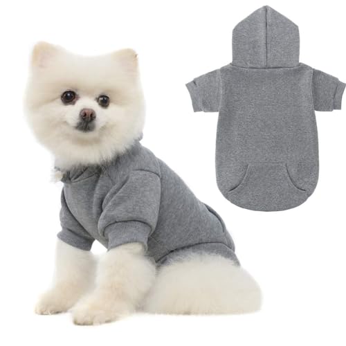 KOOLTAIL Basic Hunde-Kapuzenpullover – weicher und warmer Hunde-Kapuzenpullover mit Loch für die Leine und Tasche, Wintermantel für kaltes Wetter, Sweatshirt für kleine, mittelgroße und große Hunde, von KOOLTAIL