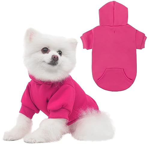 KOOLTAIL Basic Hunde-Kapuzenpullover, weicher und warmer Hunde-Kapuzenpullover mit Leinenloch und Tasche, Hunde-Wintermantel, Kaltwetterkleidung für XS-XXL Hunde von KOOLTAIL