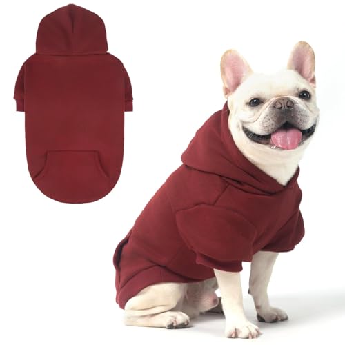 KOOLTAIL Basic Hunde-Kapuzenpullover – weicher und warmer Hunde-Kapuzenpullover mit Loch für die Leine und Tasche, Wintermantel für kaltes Wetter, Sweatshirt für kleine, mittelgroße und große Hunde, von KOOLTAIL