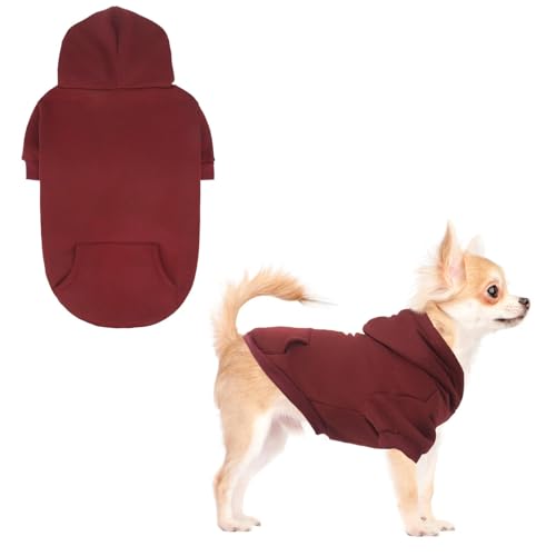 KOOLTAIL Basic Hunde-Kapuzenpullover – weicher und warmer Hunde-Kapuzenpullover mit Loch für die Leine und Tasche, Wintermantel für kaltes Wetter, für kleine, mittelgroße und große Hunde, Welpen, von KOOLTAIL