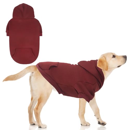 KOOLTAIL Basic Hunde-Kapuzenpullover – weicher und warmer Hunde-Kapuzenpullover mit Loch für die Leine und Tasche, Wintermantel für kaltes Wetter, für kleine, mittelgroße und große Hunde, Welpen, von KOOLTAIL