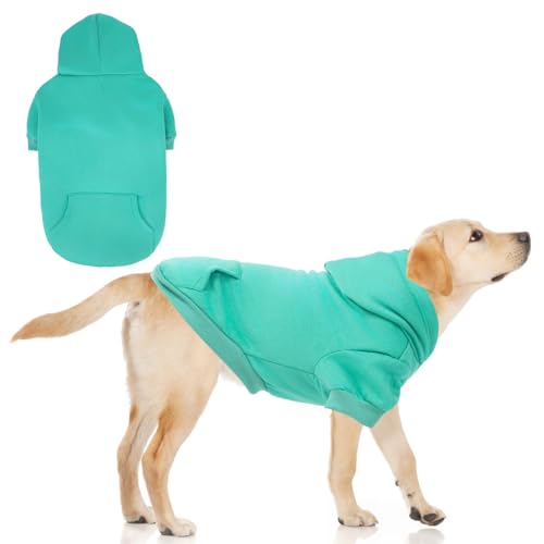 KOOLTAIL Basic Hunde-Kapuzenpullover – weicher und warmer Hunde-Kapuzenpullover mit Loch für die Leine und Tasche, Wintermantel für kaltes Wetter, für kleine, mittelgroße und große Hunde, Welpen, von KOOLTAIL