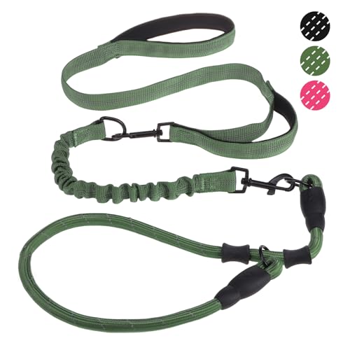 KOOLTAIL Elastische Bungee-Hundeleine, Anti-Ersticken, verstellbare Retrieverleine für Hundetraining, Spazierengehen, gepolsterter Doppelgriff mit reflektierendem Faden, für kleine, mittelgroße und von KOOLTAIL