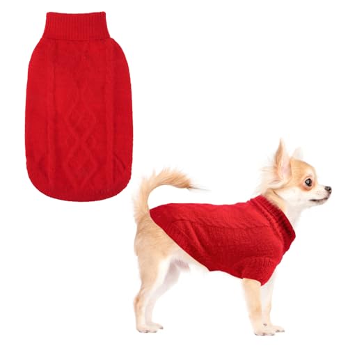 KOOLTAIL Fleece-Hundepullover, Rollkragen, warme Winterkleidung für kaltes Wetter, Samt, dick, weich, Haustier-Sweatshirt, Pullover, Outfit für kleine, mittelgroße und große Hunde, Welpen, Katzen, von KOOLTAIL