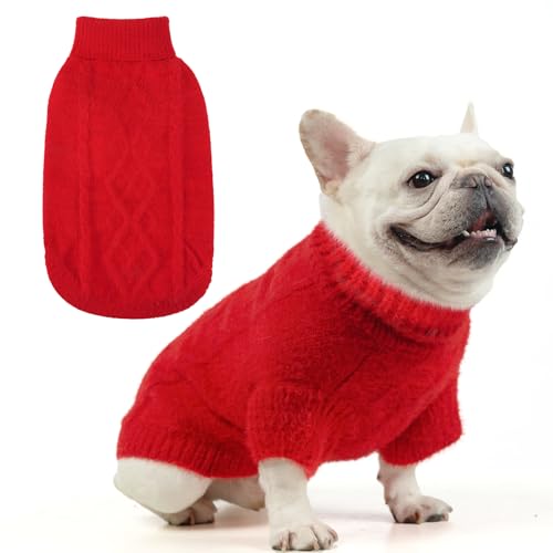 KOOLTAIL Fleece-Hundepullover, Rollkragen, warme Winterkleidung für kaltes Wetter, Samt, dick, weich, Haustier-Sweatshirt, Pullover, Outfit für kleine, mittelgroße und große Hunde, Welpen, Katzen, von KOOLTAIL