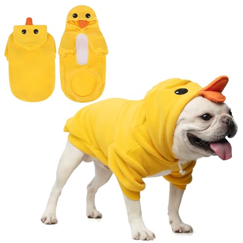 KOOLTAIL Hundeentenkostüm, Kleidung, lustiges Hunde-Outfit, Fleecepullover, Kapuzenpullover, niedlich, Halloween, Cosplay, kaltes Wetter, Mäntel mit Loch für die Leine für kleine, mittelgroße und von KOOLTAIL