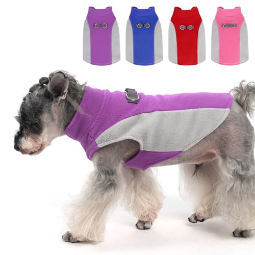 KOOLTAIL Pullover für kleine Hunde – warme Hunde-Fleeceweste mit D-Ring-Leine für kleine und mittelgroße Hunde, weicher Pullover, Kaltwettermantel, Sweatshirt, Haustier-Winterkleidung, Outfit für von KOOLTAIL