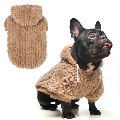 KOOLTAIL Hunde-Kapuzenpullover für kleine, mittelgroße und große Hunde – warme Fleece-Hundekleidung mit Loch für die Leine, für kalte Winter, Herbst, weicher Haustierpullover, Mütze, von KOOLTAIL