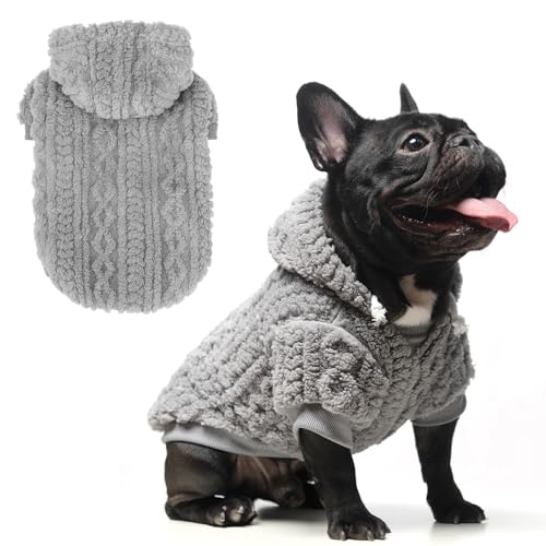 KOOLTAIL Hunde-Kapuzenpullover für kleine, mittelgroße und große Hunde – warme Fleece-Hundekleidung mit Loch für die Leine, für kalte Winter, Herbst, weicher Haustierpullover, Mütze, von KOOLTAIL