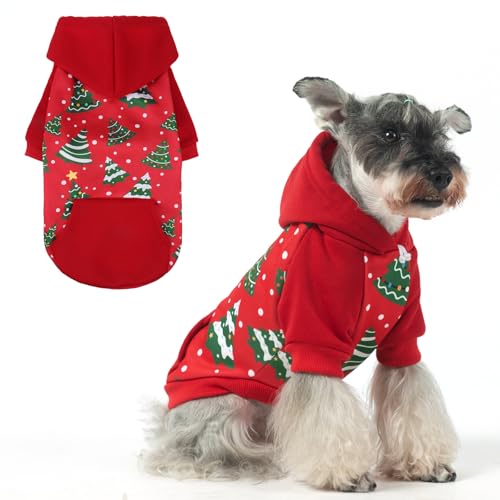 KOOLTAIL Hunde-Kapuzenpullover für kleine, mittelgroße und große Hunde – warme Weihnachtskleidung mit Loch für die Leine, für kalte Winter/Herbst, weicher Haustierpullover, Mütze, Kapuzen-Sweatshirt, von KOOLTAIL