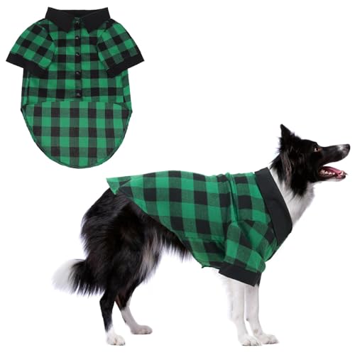 KOOLTAIL Hunde-Shirt, weihnachtliches grünes kariertes Haustier-Shirt, schwarz, niedliche Hundebekleidung, geeignet für alle Jahreszeiten, bequemes Hunde-T-Shirt für kleine, mittelgroße und große von KOOLTAIL