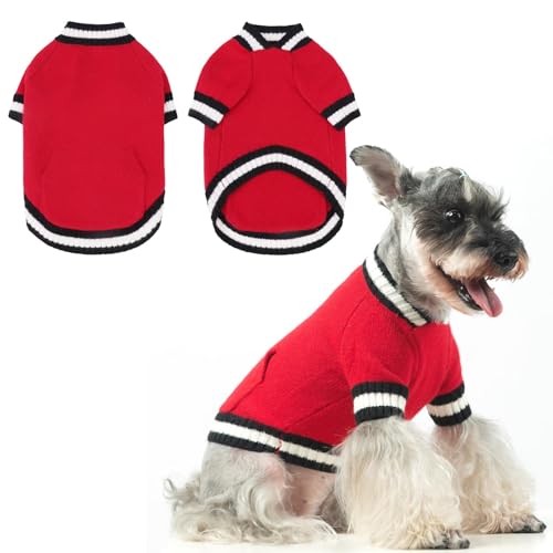 KOOLTAIL Hundepullover für den Winter, Strickwaren, weiches Baseball-Shirt mit Tasche für kaltes Wetter, weiches Haustier-Sweatshirt, Pullover, Outfit für kleine, mittelgroße und große Hunde, Welpen, von KOOLTAIL