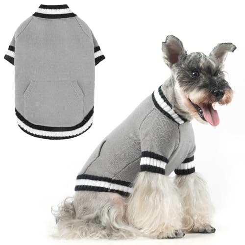 KOOLTAIL Hundepullover für den Winter, Strickwaren, weiches Baseball-Shirt mit Tasche für kaltes Wetter, weiches Haustier-Sweatshirt, Pullover, Outfit für kleine, mittelgroße und große Hunde, Welpen, von KOOLTAIL