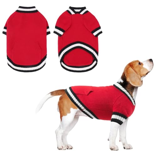 KOOLTAIL Hundepullover für den Winter, Strickwaren, weiches Baseball-Shirt mit Tasche für kaltes Wetter, weiches Haustier-Sweatshirt, Pullover, Outfit für kleine, mittelgroße und große Hunde, Welpen, von KOOLTAIL