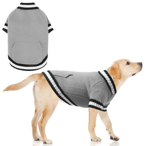 KOOLTAIL Hundepullover für den Winter, Strickwaren, weiches Baseball-Shirt mit Tasche für kaltes Wetter, weiches Haustier-Sweatshirt, Pullover, Outfit für kleine, mittelgroße und große Hunde, Welpen, von KOOLTAIL