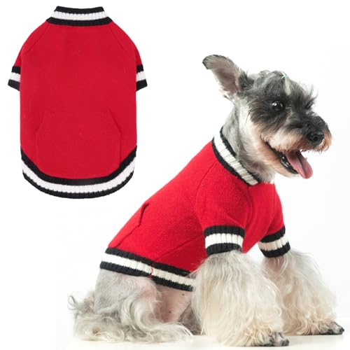 KOOLTAIL Hundepullover für den Winter, Strickwaren, weiches Baseball-Shirt mit Tasche für kaltes Wetter, weiches Haustier-Sweatshirt, Pullover, Outfit für kleine, mittelgroße und große Hunde, Welpen, von KOOLTAIL