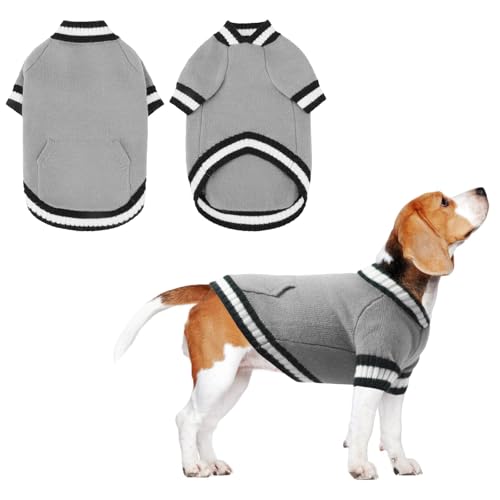 KOOLTAIL Hundepullover für den Winter, Strickwaren, weiches Baseball-Shirt mit Tasche für kaltes Wetter, weiches Haustier-Sweatshirt, Pullover, Outfit für kleine, mittelgroße und große Hunde, Welpen, von KOOLTAIL