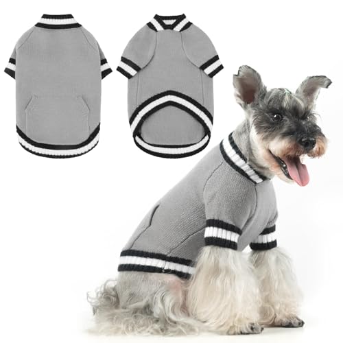 KOOLTAIL Hundepullover für den Winter, Strickwaren, weiches Baseball-Shirt mit Tasche für kaltes Wetter, weiches Haustier-Sweatshirt, Pullover, Outfit für kleine, mittelgroße und große Hunde, Welpen, von KOOLTAIL