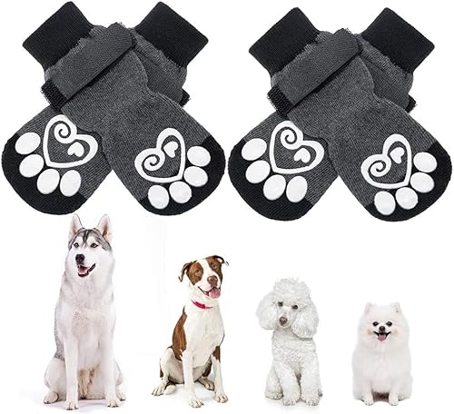 KOOLTAIL Hundesocken, rutschfest, für Hunde, Pfotenschutz, 2 Paar, verstellbare Hundesocken für Haustiere, draußen und drinnen, x-klein von KOOLTAIL