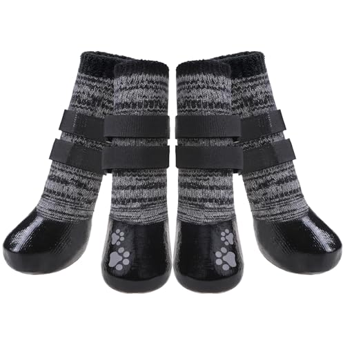 KOOLTAIL Hundesocken gegen Lecken mit Griffen für Hartholzböden, wasserdichte Hundeschuhe für Winter, für Hunde, Regen, Schnee, warme Stiefel und Pfotenschutz, rutschfeste Hundesocken für kleine, von KOOLTAIL