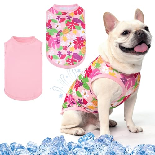 KOOLTAIL Kühlshirt für Hunde, leicht, ärmellos, Angstlinderung, Sonnenschutz, schnell trocknend, weiche Hawaii-T-Shirts für kleine, mittelgroße Hunde, Rosa, Größe XS (Rosa, XS) von KOOLTAIL