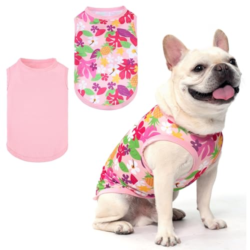 KOOLTAIL Kühlshirt für Hunde, leicht, ärmellos, Angstlinderung, Sonnenschutz, schnell trocknend, weiche Hawaii-T-Shirts für kleine, mittelgroße Hunde, Rosa, Größe XS (Rosa, XS) von KOOLTAIL