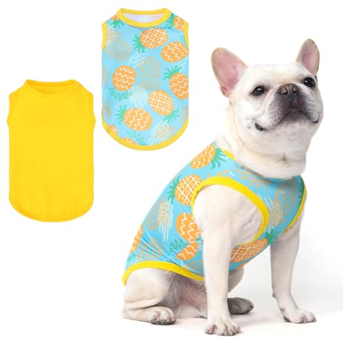 KOOLTAIL Kühlshirt für Hunde, leicht, ärmellos, Angstlinderung, Sonnenschutz, schnell trocknend, weiche Hawaii-T-Shirts für kleine, mittelgroße Hunde, Gelb, Größe XS (Gelb, XS) von KOOLTAIL