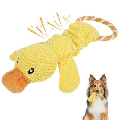 KOOLTAIL Duck Tug of War Hundespielzeug, Quietschspielzeug, interaktives Welpen-Plüschspielzeug mit Knisterpapier, großes Zieh-Hundespielzeug für drinnen und draußen, gefülltes weiches von KOOLTAIL