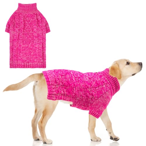 KOOLTAIL Thermo-Strick-Hundepullover für kleine, mittelgroße und große Hunde, Rollkragen-Zopfmuster, Wintermantel, warme Kleidung, Sweatshirt, Outfits für kaltes Wetter, Pullover, Haustierpullover für von KOOLTAIL