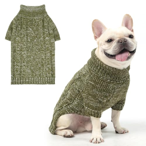 KOOLTAIL Thermo-Strickpullover für kleine, mittelgroße und große Hunde, Rollkragen-Zopfmuster, Wintermantel, warme Kleidung, Sweatshirt, Outfits für kaltes Wetter, Pullover, Haustierpullover für von KOOLTAIL