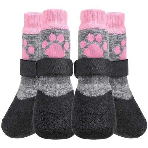 KOOLTAIL rutschfeste Hundesocken ¨C Outdoor-Hundeschuhe wasserdichte Hundeschuhe Pfotenschutz mit Gurt Traktionskontrolle f¨¹r Hartholzb?den von KOOLTAIL