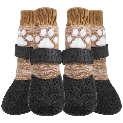 KOOLTAIL rutschfeste Hundesocken ¨C Outdoor-Hundeschuhe wasserdichte Hundeschuhe Pfotenschutz mit Gurt Traktionskontrolle f¨¹r Hartholzb?den von KOOLTAIL