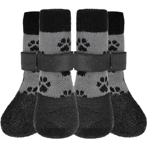 KOOLTAIL rutschfeste Hundesocken ¨C Outdoor-Hundeschuhe wasserdichte Hundeschuhe Pfotenschutz mit Gurt Traktionskontrolle f¨¹r Hartholzb?den von KOOLTAIL