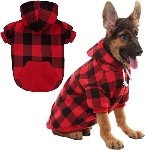 Plaid Hund Hoodie Haustier Kleidung Pullover mit Hut von KOOLTAIL