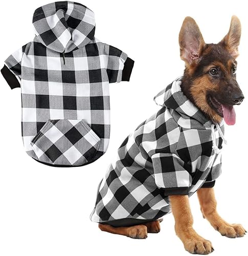 Plaid Hund Hoodie Haustier Kleidung Pullover mit Hut von KOOLTAIL