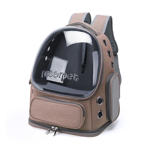 Cat Carrier Backpack, Breathable Pet Carrier Backpack Front Pack for Small Medium Cat Puppy Dog Carrier Space Capsule for Outdoor (Khaki) von KOOMAL