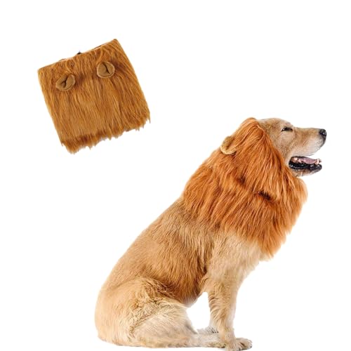 Lion Mane Wig with Ears Dog Costume, Adjustable Pet Cosplay Fancy Dress up Lion Hat Party Activity von KOOMAL